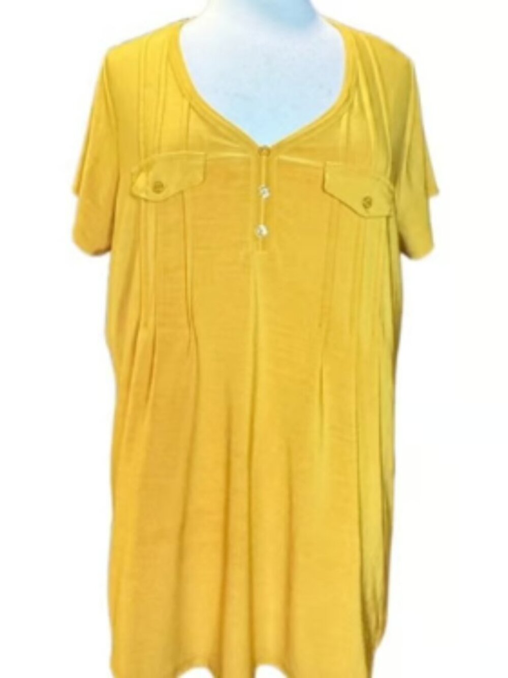 Elie McCarthy 2XL Yellow Short Sleeve Summer Top Lightweight V-neck Comfortable